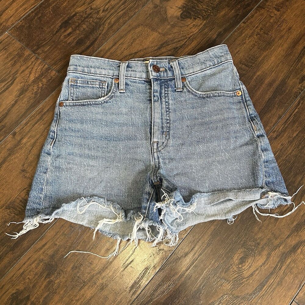 Madewell Denim Cut Off Shorts Women 25 Blue High Rise Raw Hem Distressed